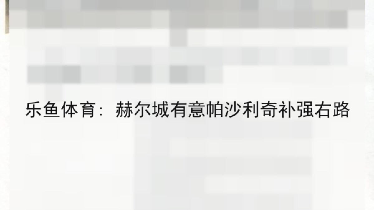 乐鱼体育: 赫尔城有意帕沙利奇补强右路